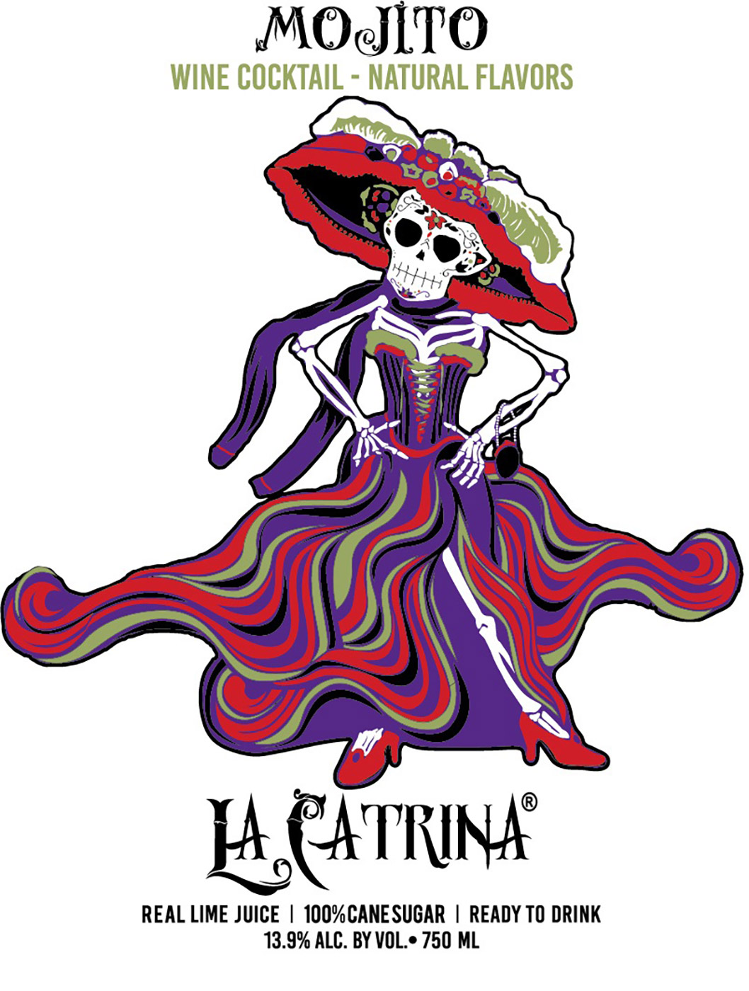 La Catrina Cocktails Mojito front bottle label sample