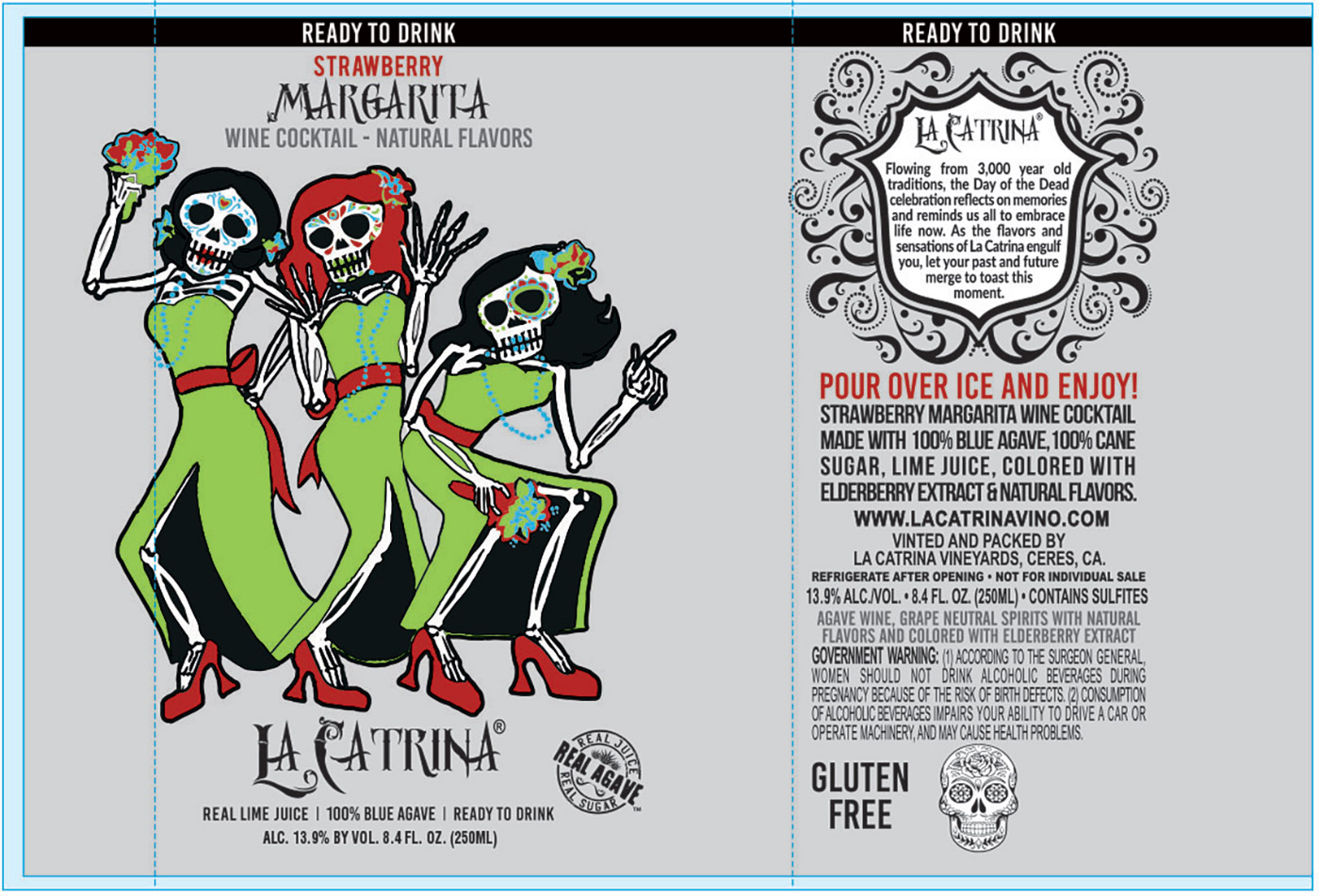 La Catrina Cocktails Strawberry Margarita Can front label sample