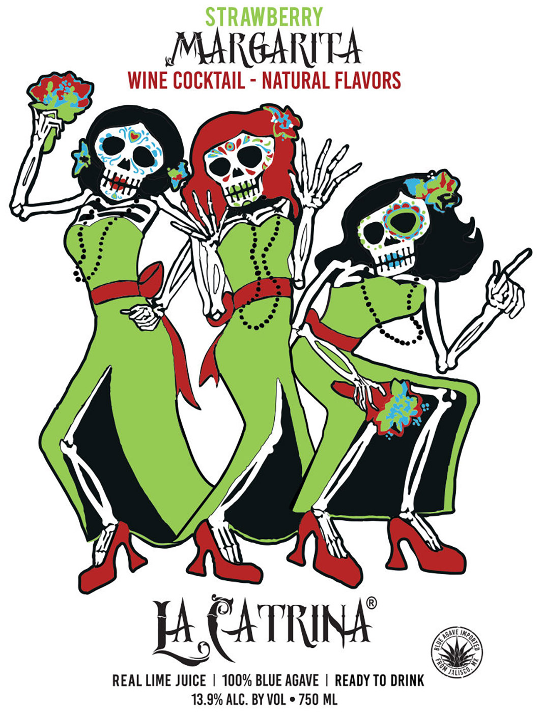 La Catrina Cocktails Strawberry Margarita front bottle label sample