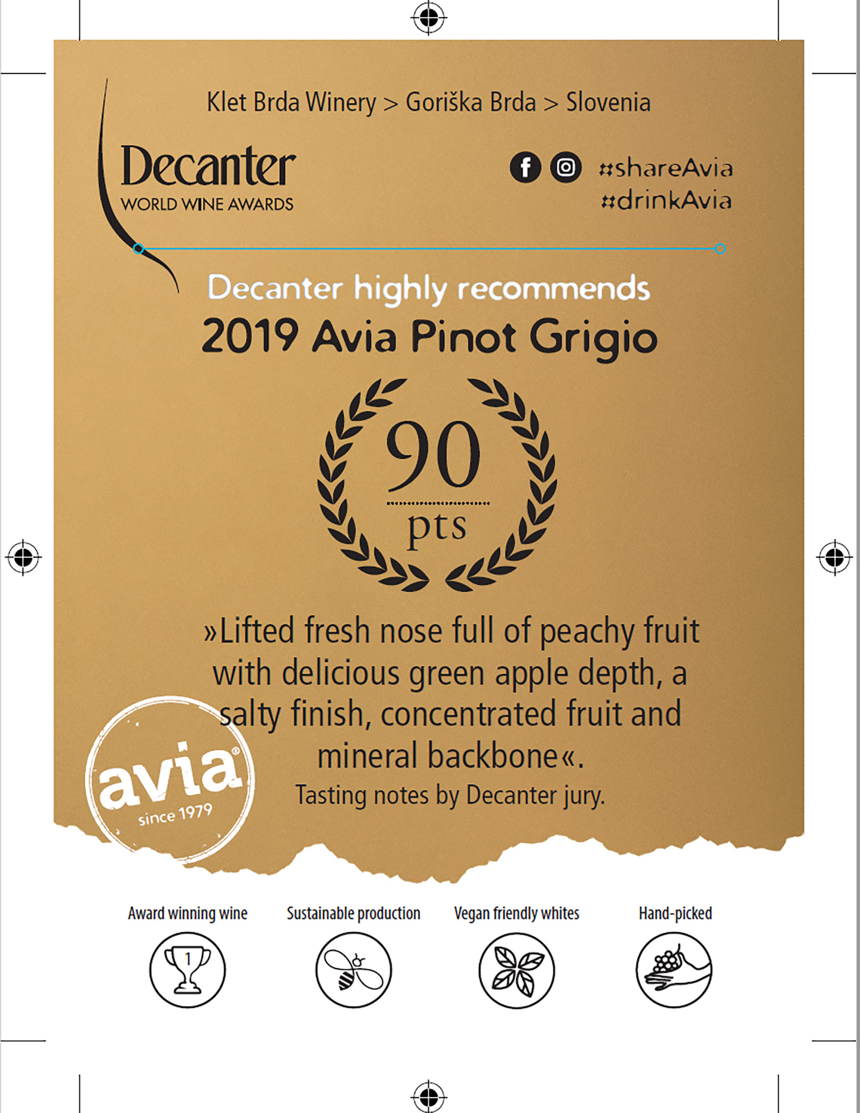 Avia wine brand Acclaims and Brand Information sample