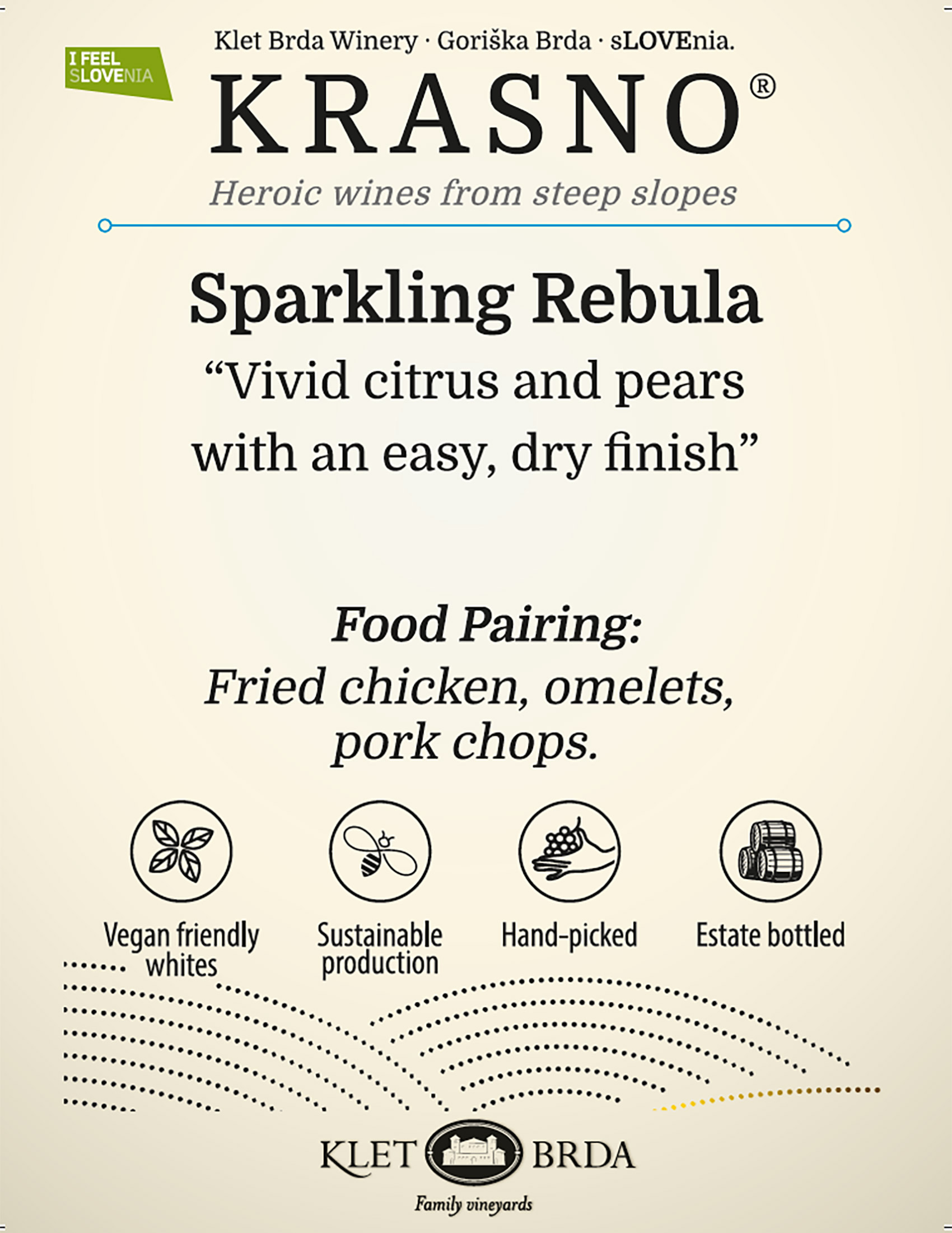 Krasno Sparkling Rebula wine sell sheets