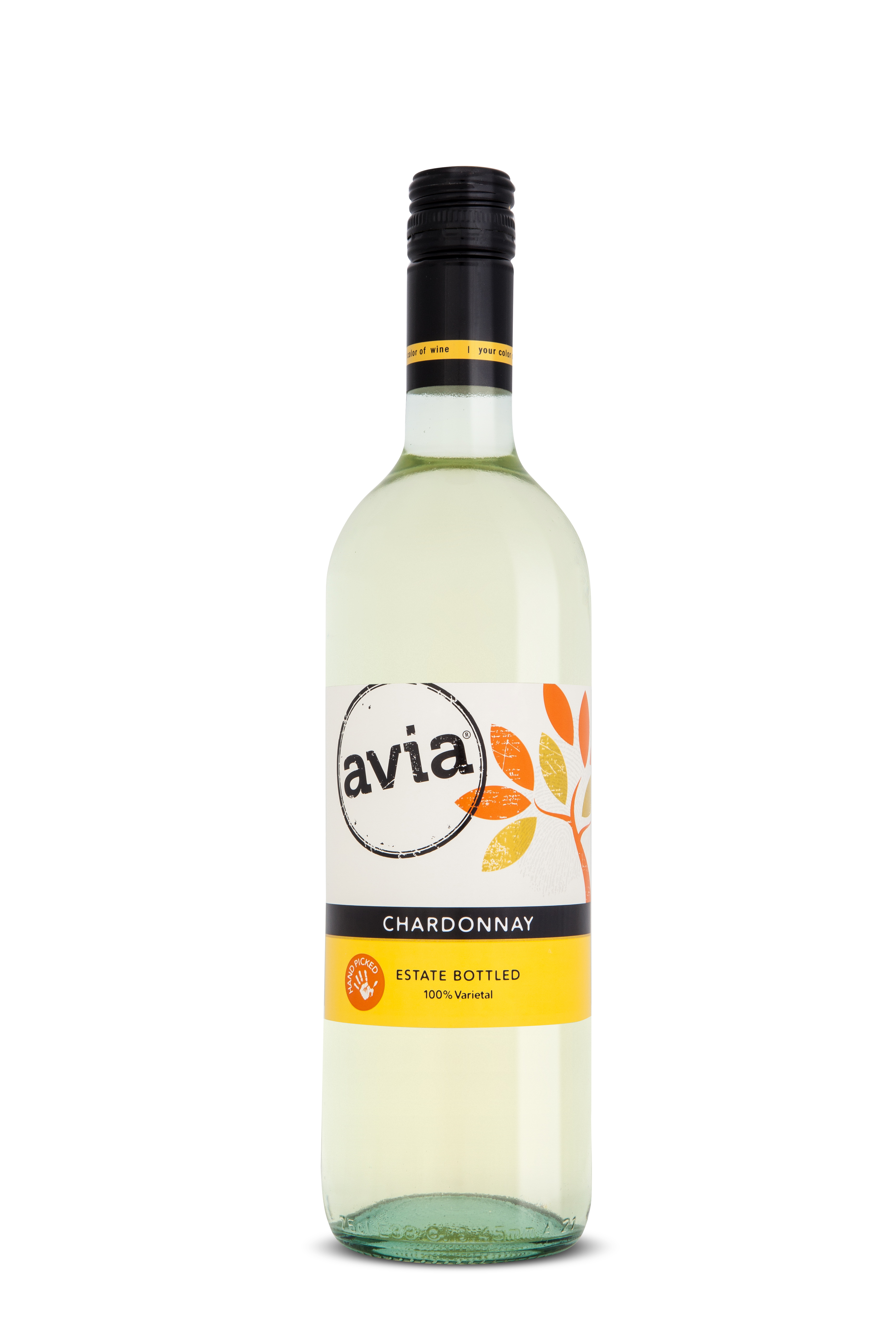 Avia wine brand Chardonnay bottle front view