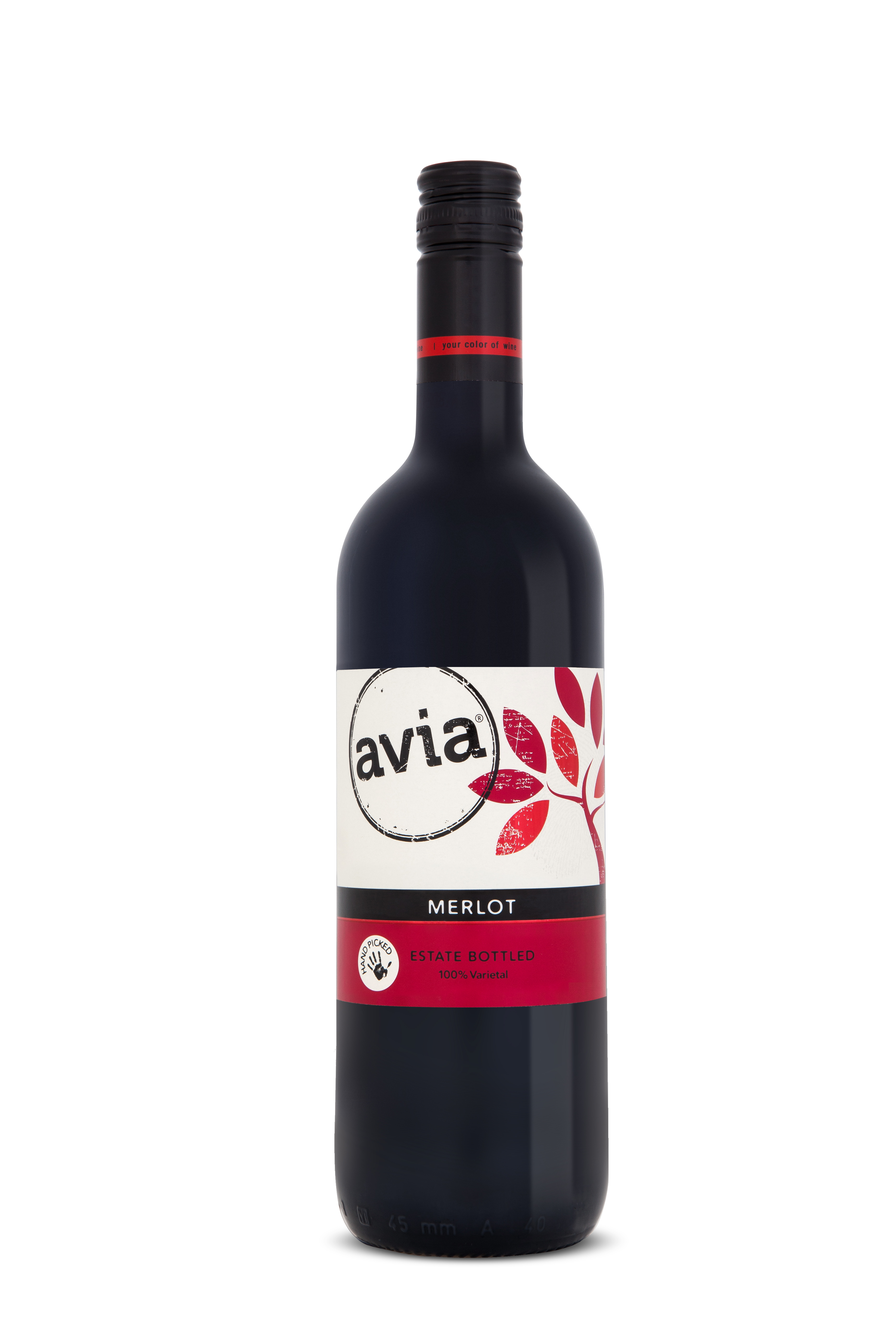 Avia wine brand Merlot bottle front view