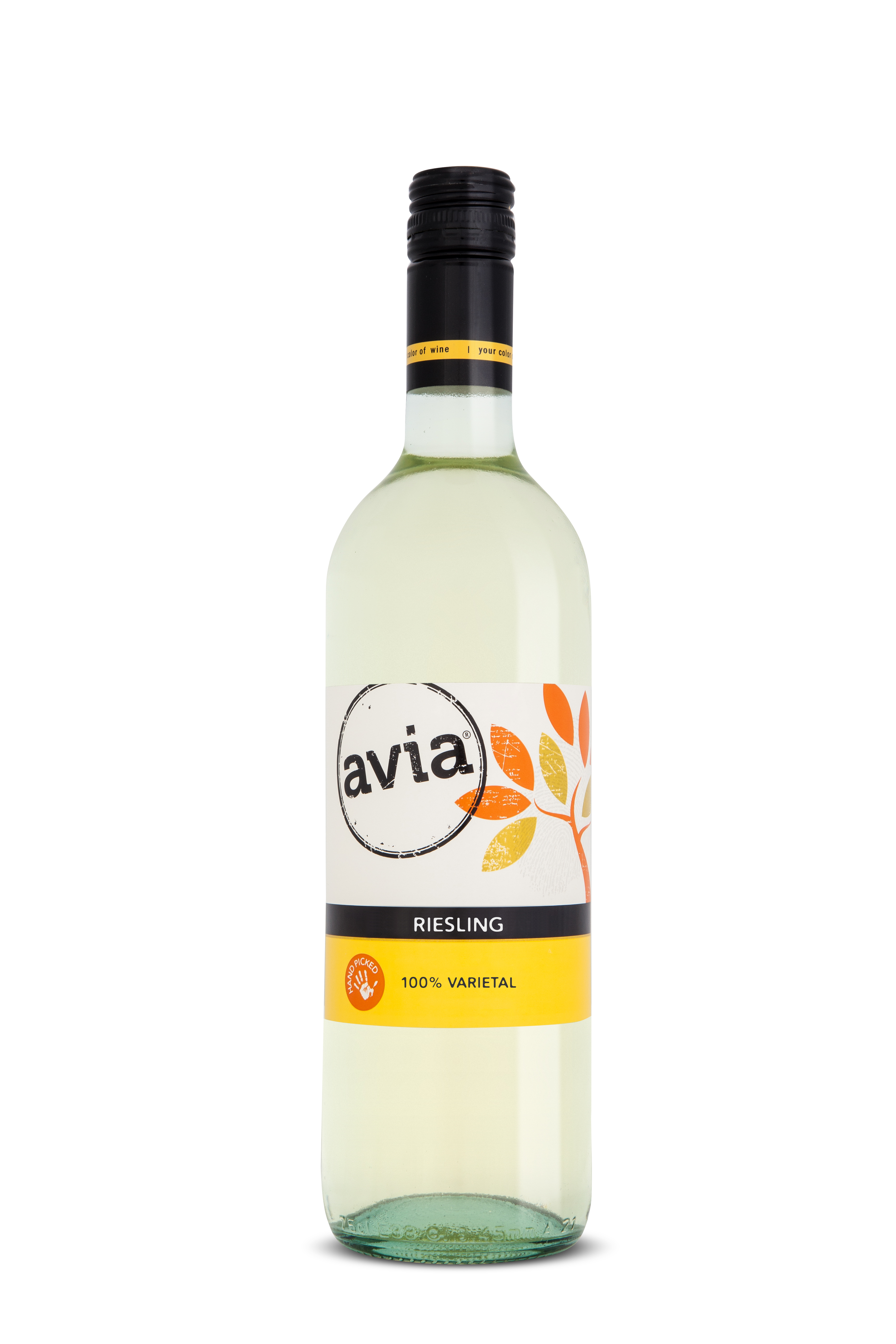 Avia wine brand Riesling bottle front view
