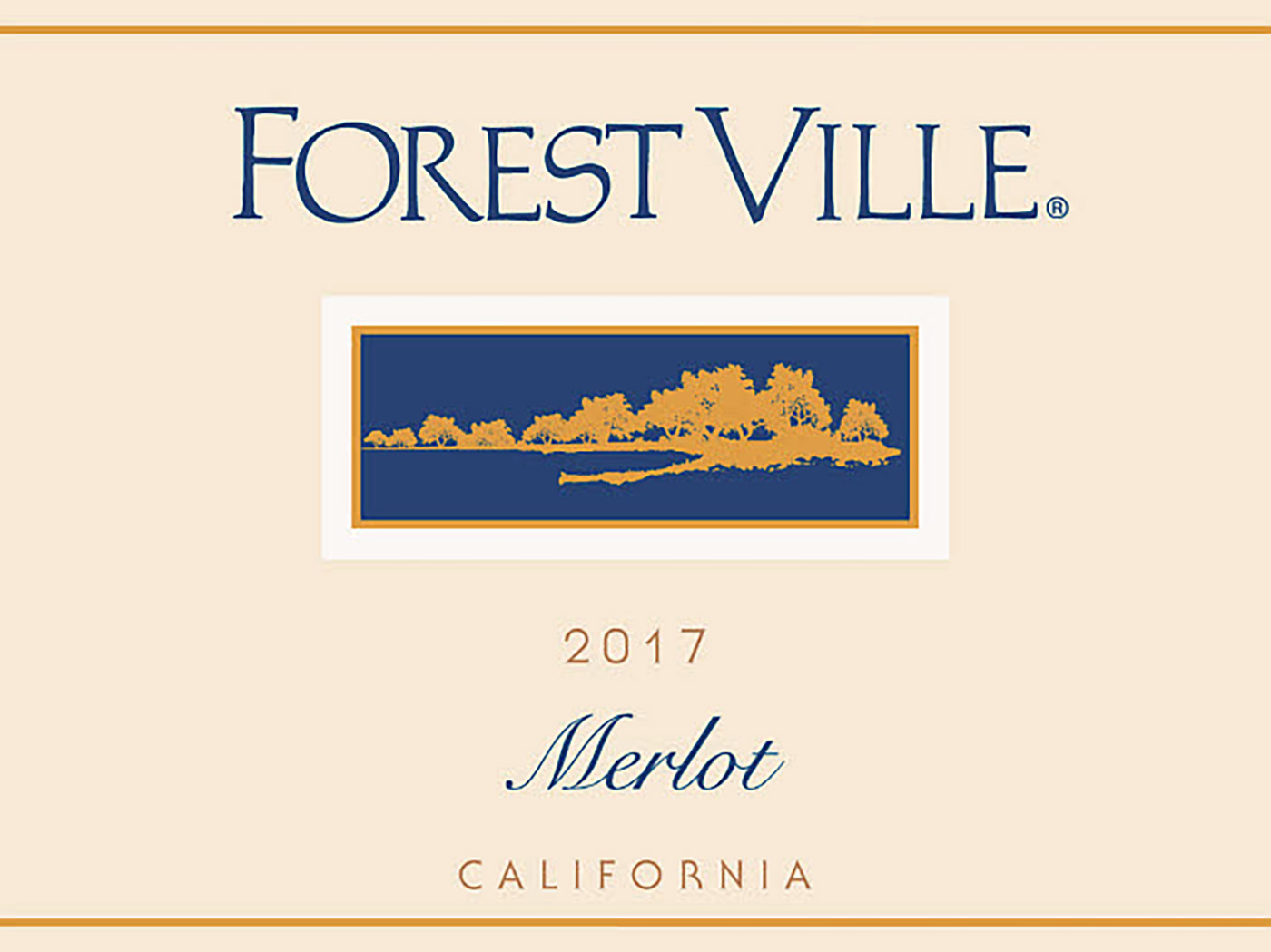 Forest Ville brand Merlot wine bottle front label sample
