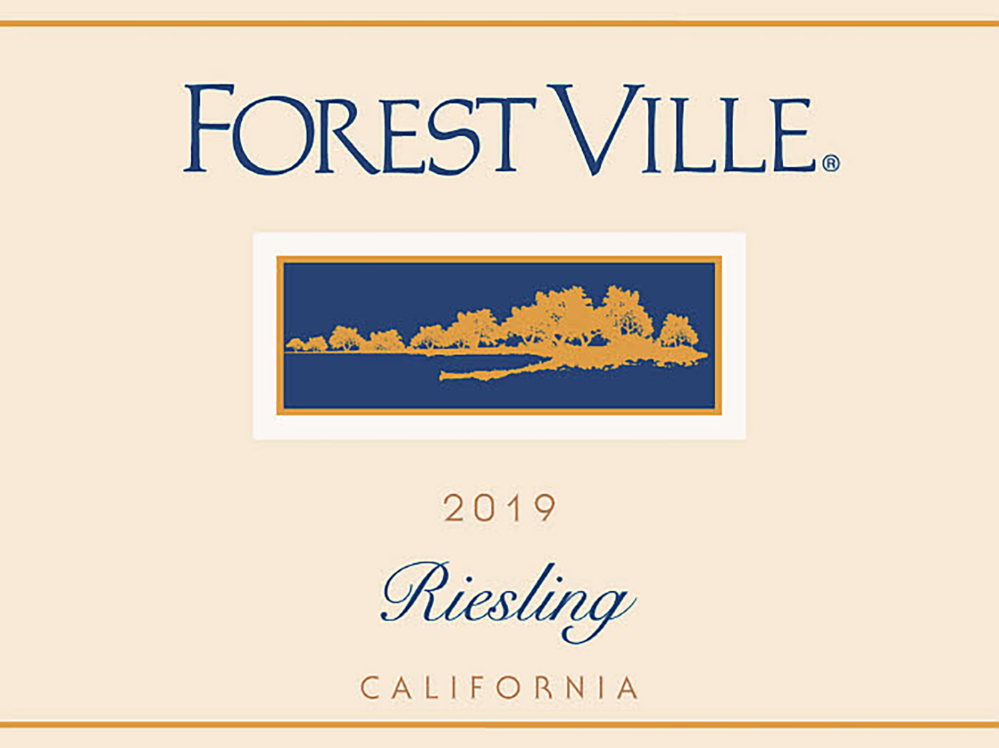 Forest Ville brand Riesling wine bottle front label sample