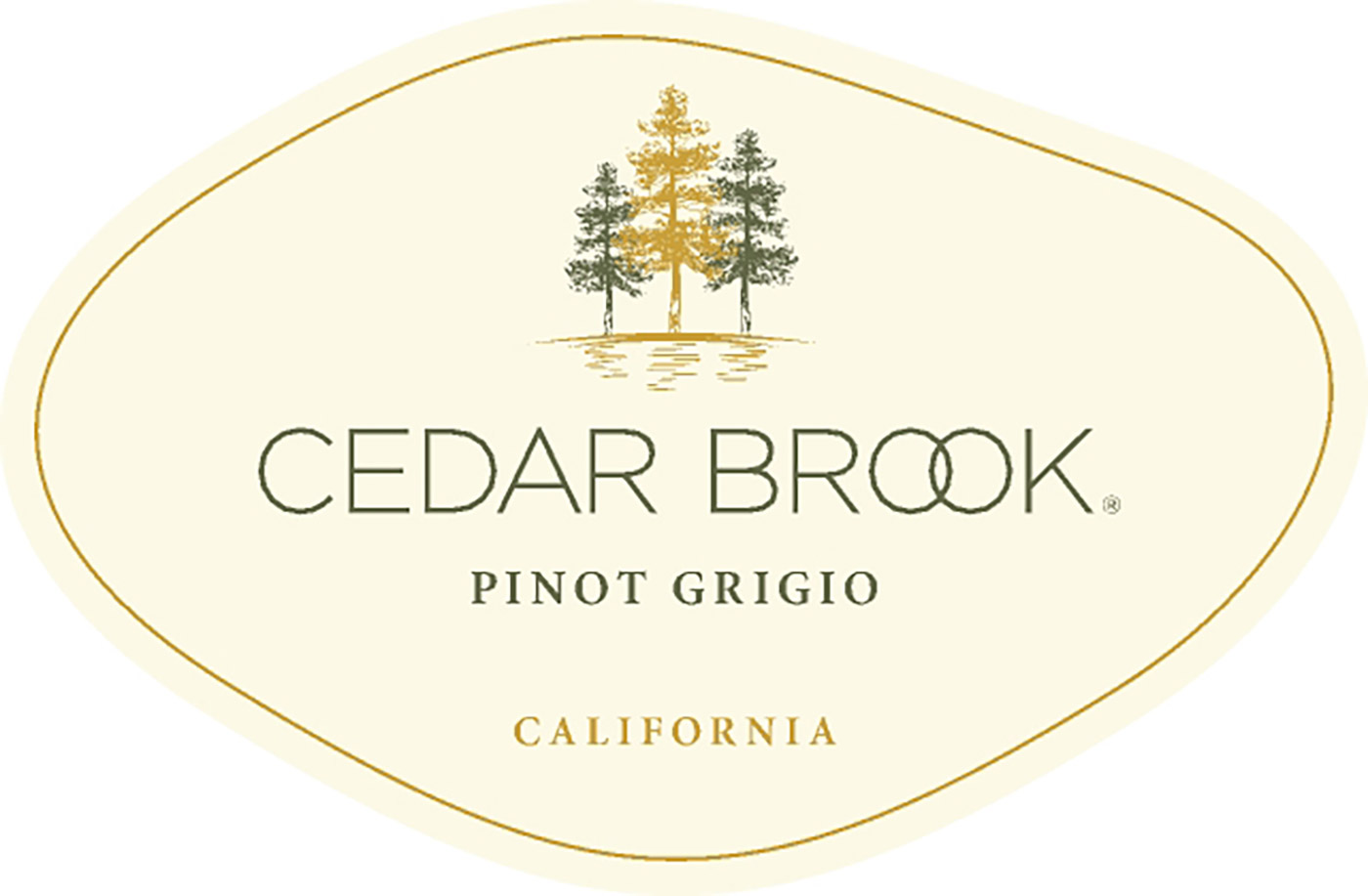 Cedar Brook brand Pinot Grigio front wine label sample