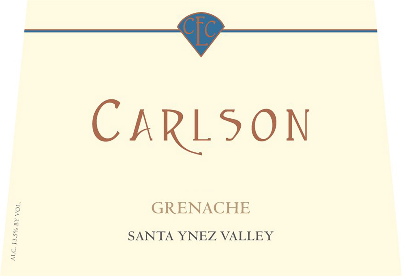 Carlson brand Grenache wine bottle front label sample