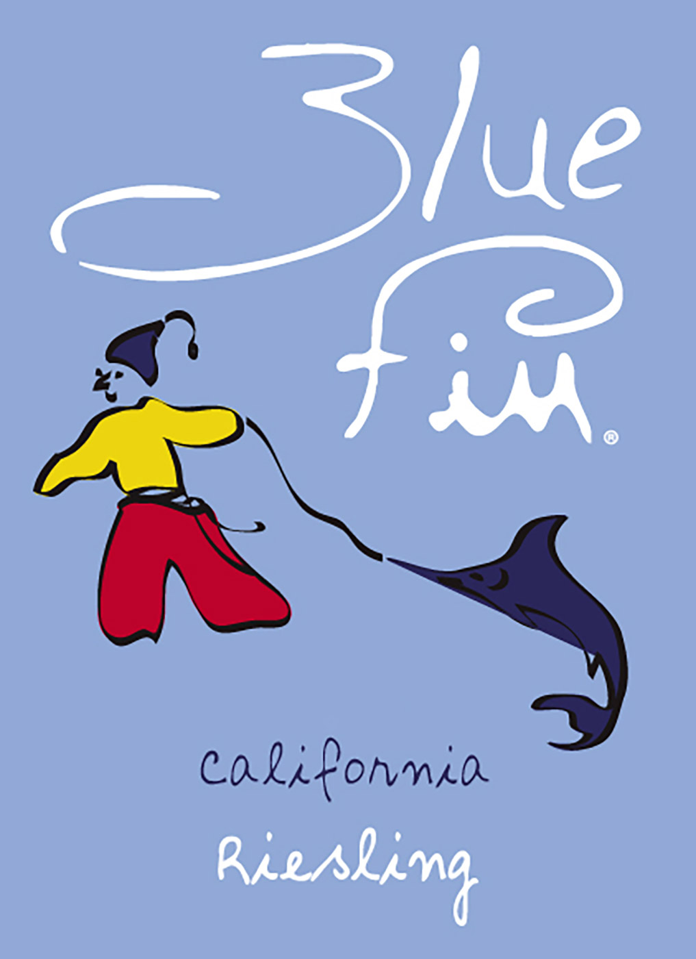 Blue Fin brand Riesling wine bottle front label sample