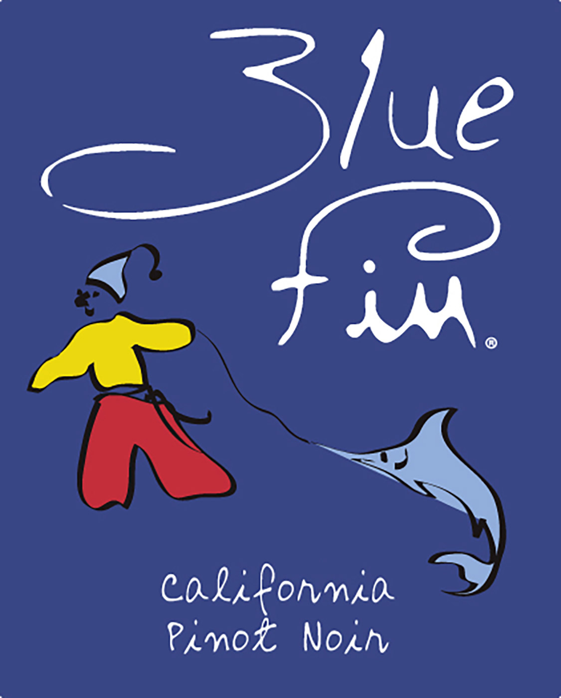Blue Fin brand Pinot Noir wine bottle front label sample