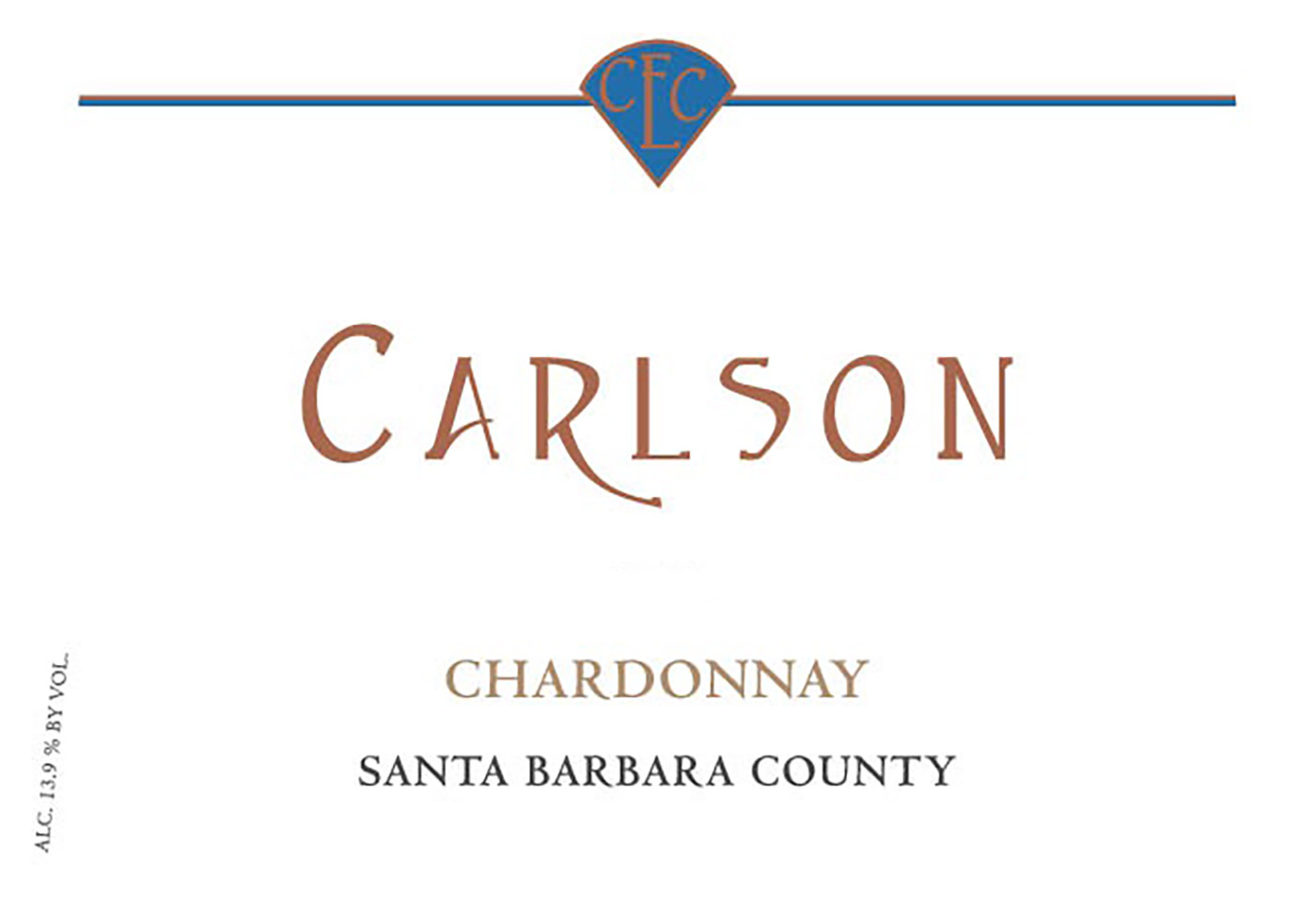 Carlson brand Chardonnay wine bottle front label sample