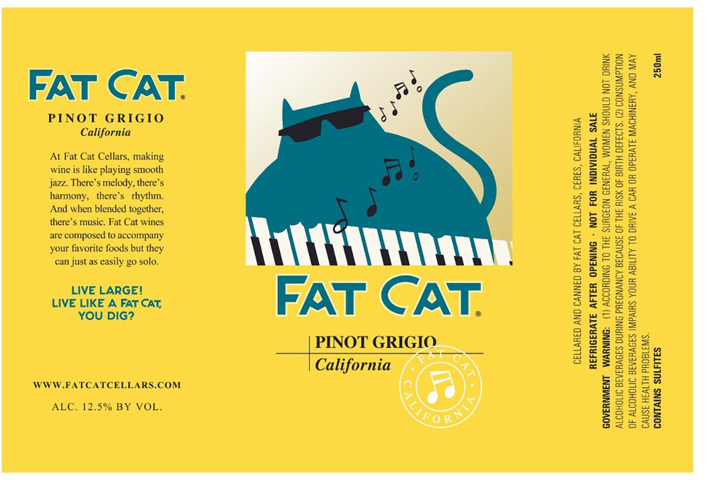 Fat Cat brand Pinot Grigio Can wrap label sample