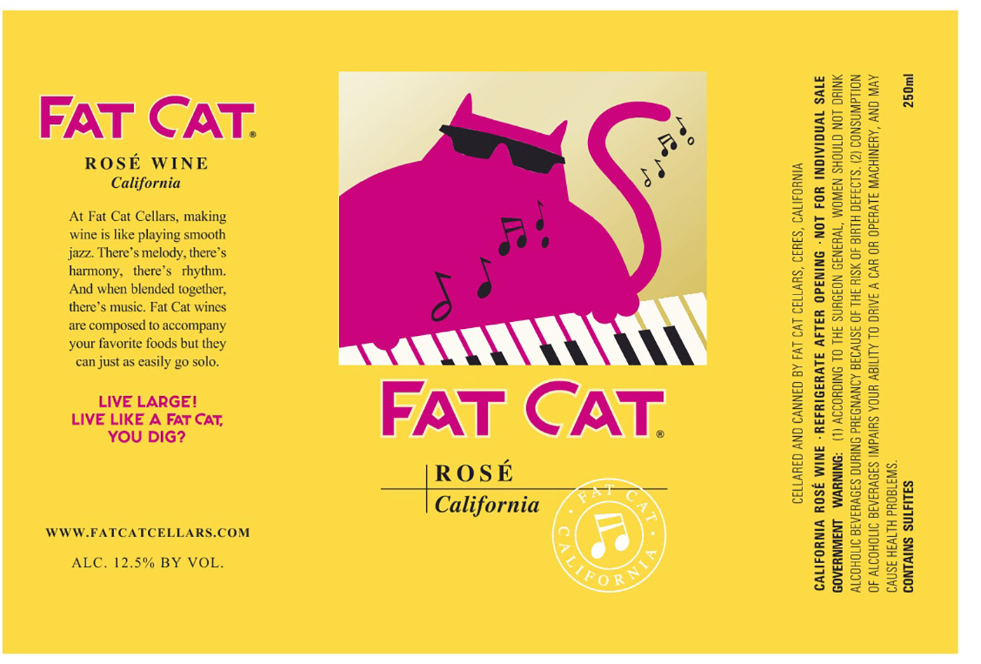 Fat Cat brand Rosé can wrap label sample