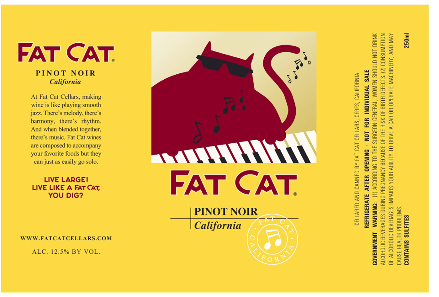 Fat Cat brand Pinot Noir Can wrap label sample