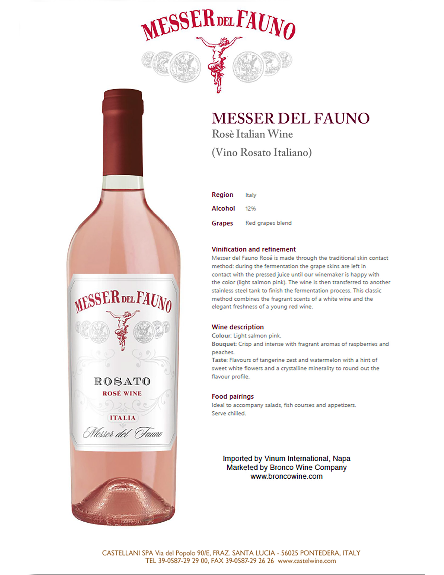 Messer del Fauno Rosato wine tech sheet sample