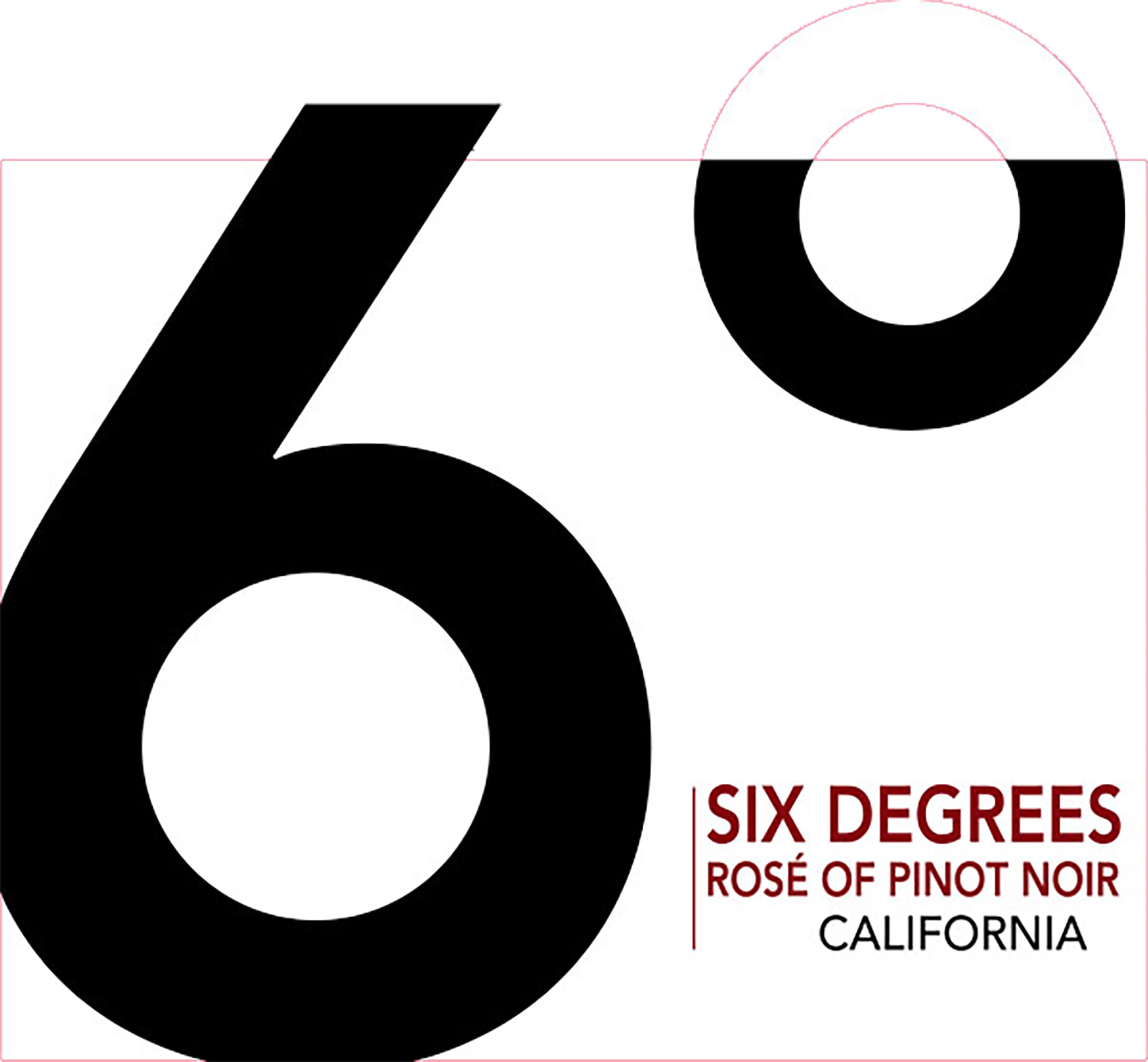 6 Degrees wine brand Rosé of Pinot Noir front label sample