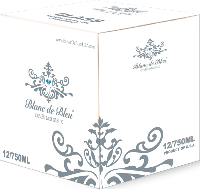 Generic Blanc de Bleu shipper sample showing a case box for wine