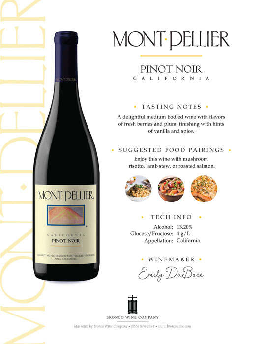 Montpellier Pinot Noir wine tech sheet sample