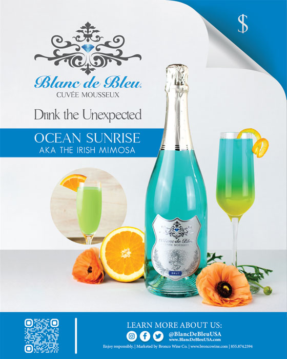 Blanc de Bleu brand table tent sample