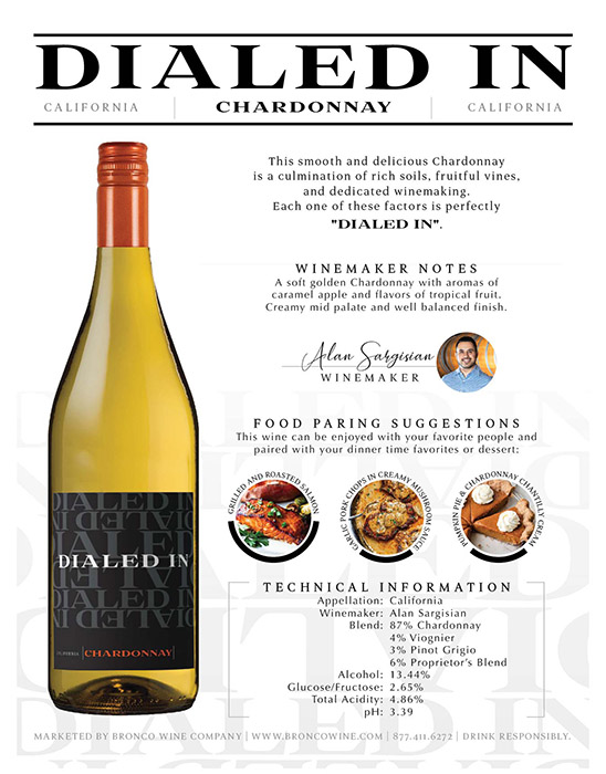 Dialed In California Chardonnay Technical Sheet