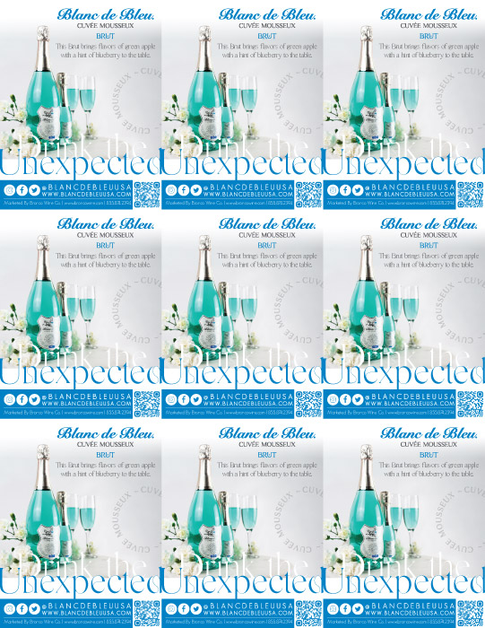 Blanc de Bleu sparkling brand Brut shelf talker sample