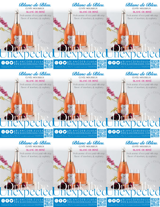 Blanc de Bleu brand Rosé shelf talkers sample