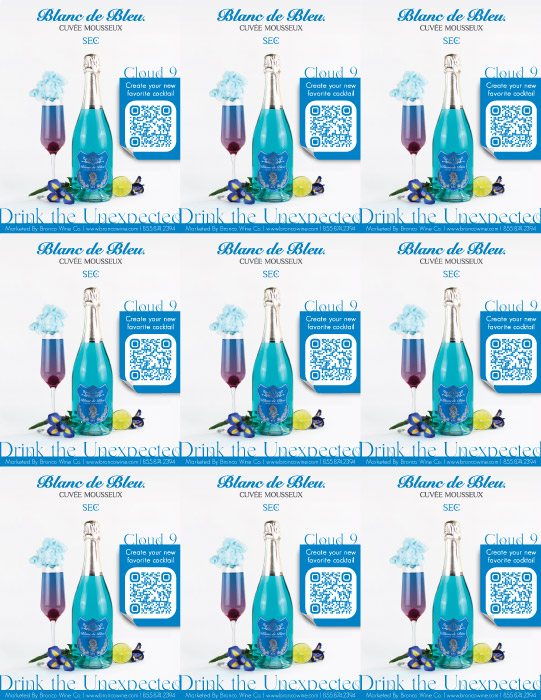 Blanc de Bleu Bottle and Cocktail
