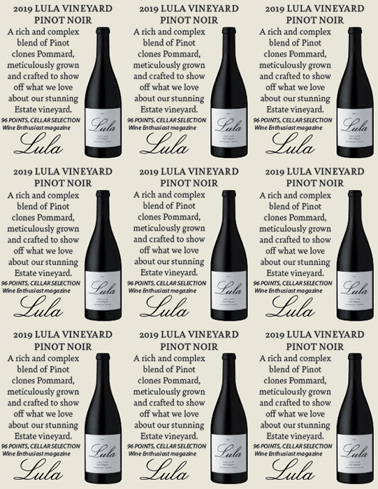 Lula Pinot Noir Estate Vineyard Shelf Talker 9up PDF