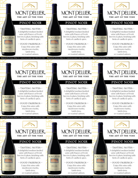 Montpellier Pinot Noir wine shelf talker sample