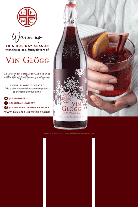 Vin glogg winter wine heated in glass case card sample