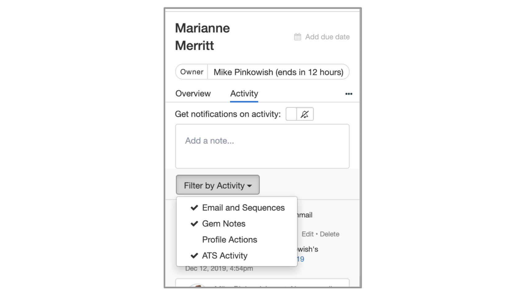 Gem's Activity Filter