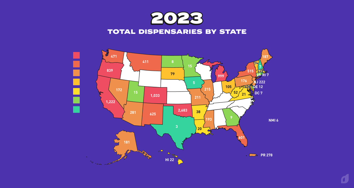 Total Cannabis Dispensaries by State in 2023 Dispense Blog