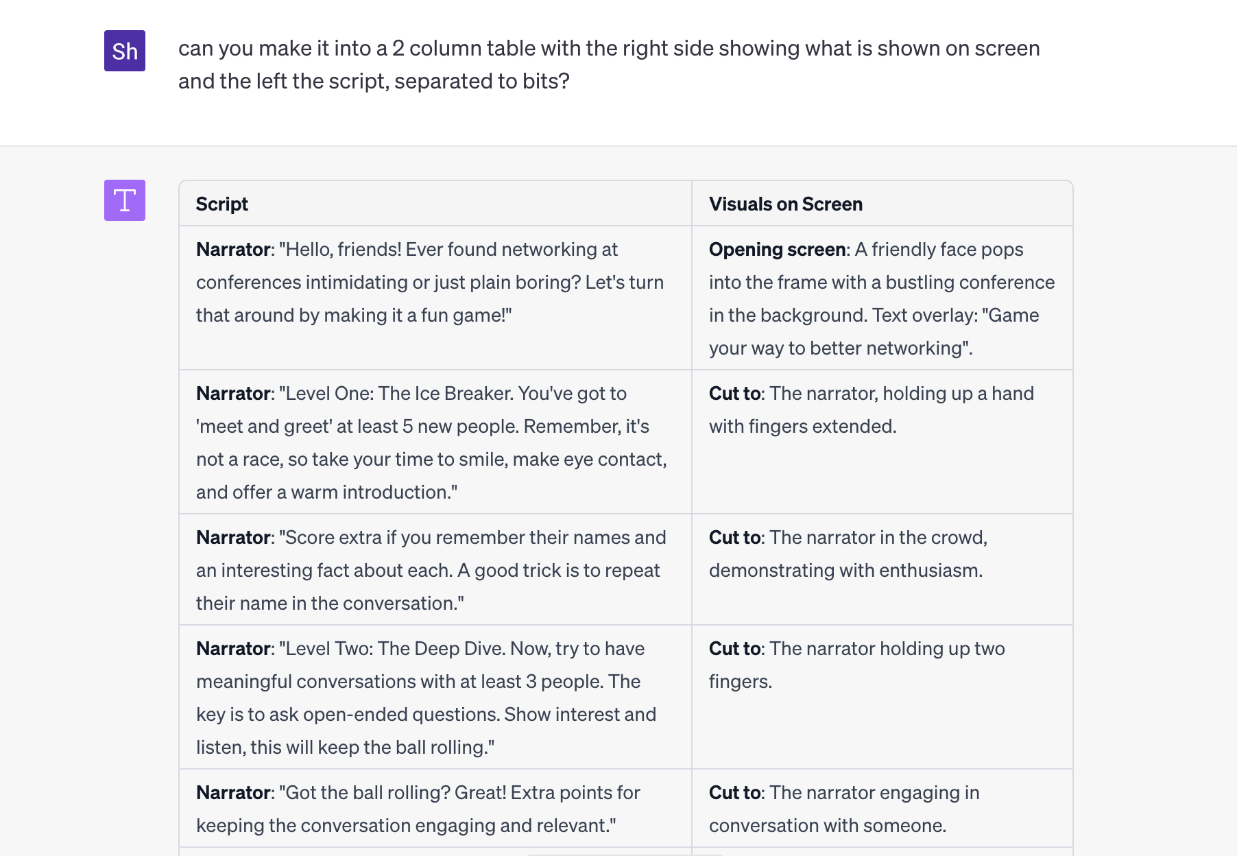 Video Script and Visual Outline Example