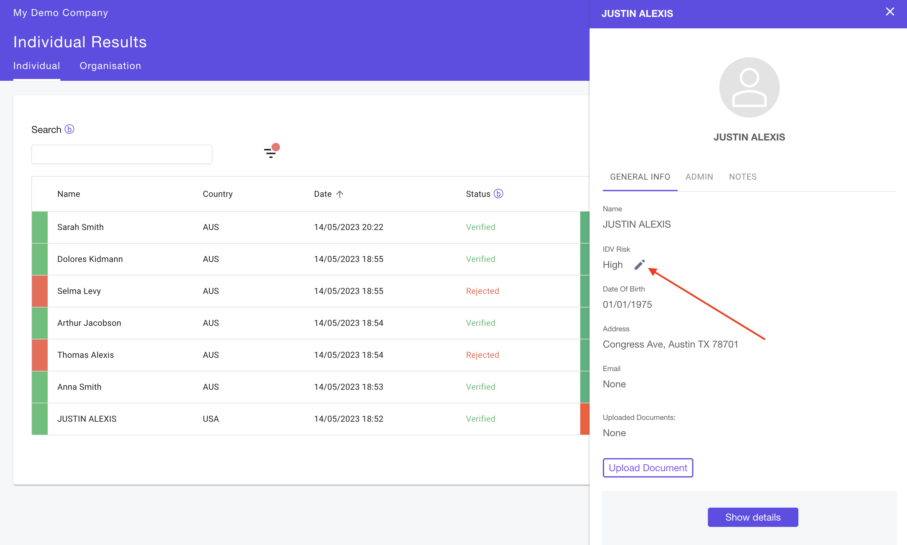Change the IDV Risk