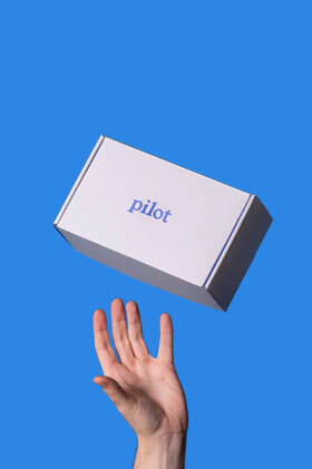 A Pilot treatment box thrown up in the air with one hand