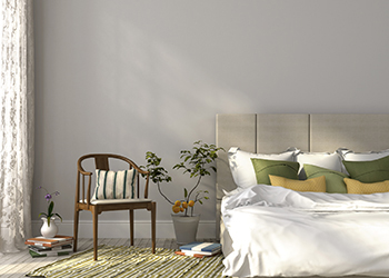 Bedroom with newly painted wall