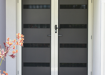 Double entrance doors with mesh security