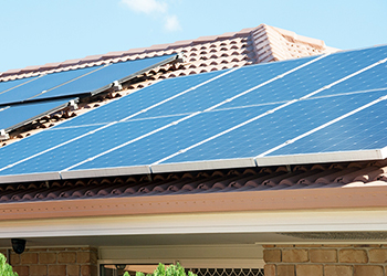 Solar panels on the roof of a house