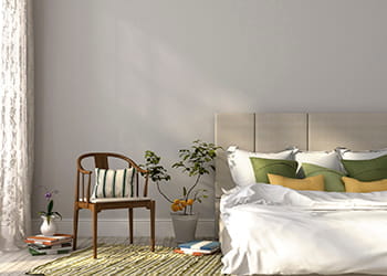 Bedroom with newly painted wall - Painting & Decorating Services