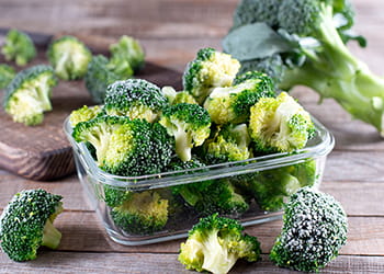 Frozen broccoli a container