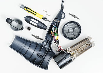 dismantled hair dryer