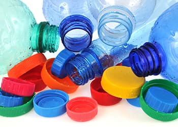 Plastic water bottle and coloured lids