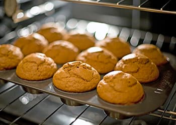 Muffins baking in the oven