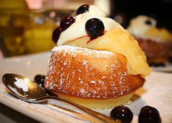 Citrus delight cakes with lemon curd and blueberries