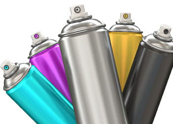 Multi-coloured aerosol cans