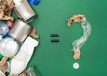 Question mark made from rubbish