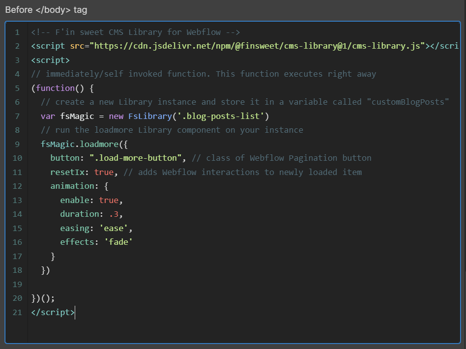 Load more button for Webflow CMS