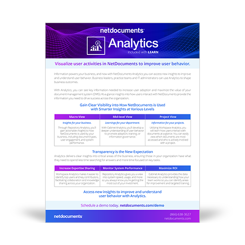 Graphic for NetDocuments Analytics brochure