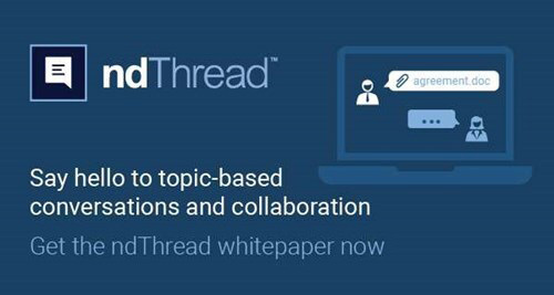 Product brochure graphic covering NetDocuments ndThread.