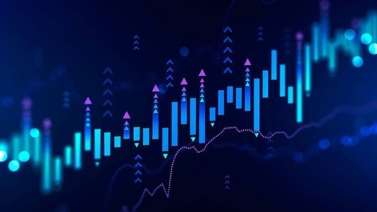 Graphic with bar graphics spanning horizontally.